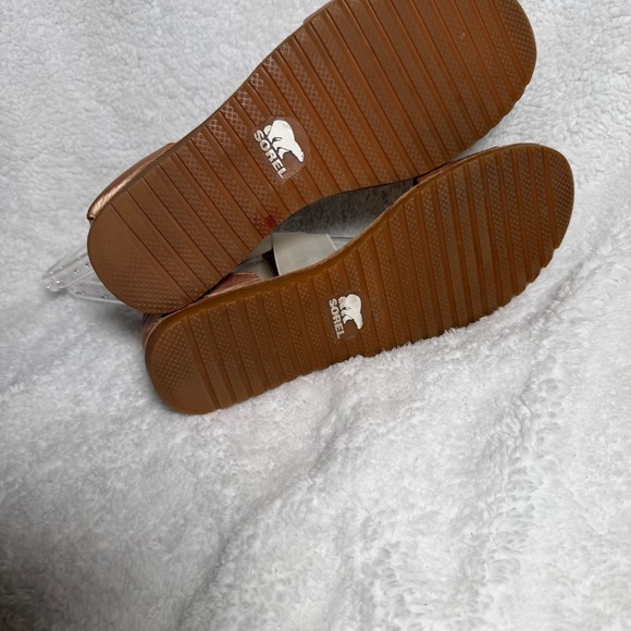 Sorel Ella Sandal Rose Gold Metallic Elastic Strap Flat Sandals Womens - Picture 6 of 8